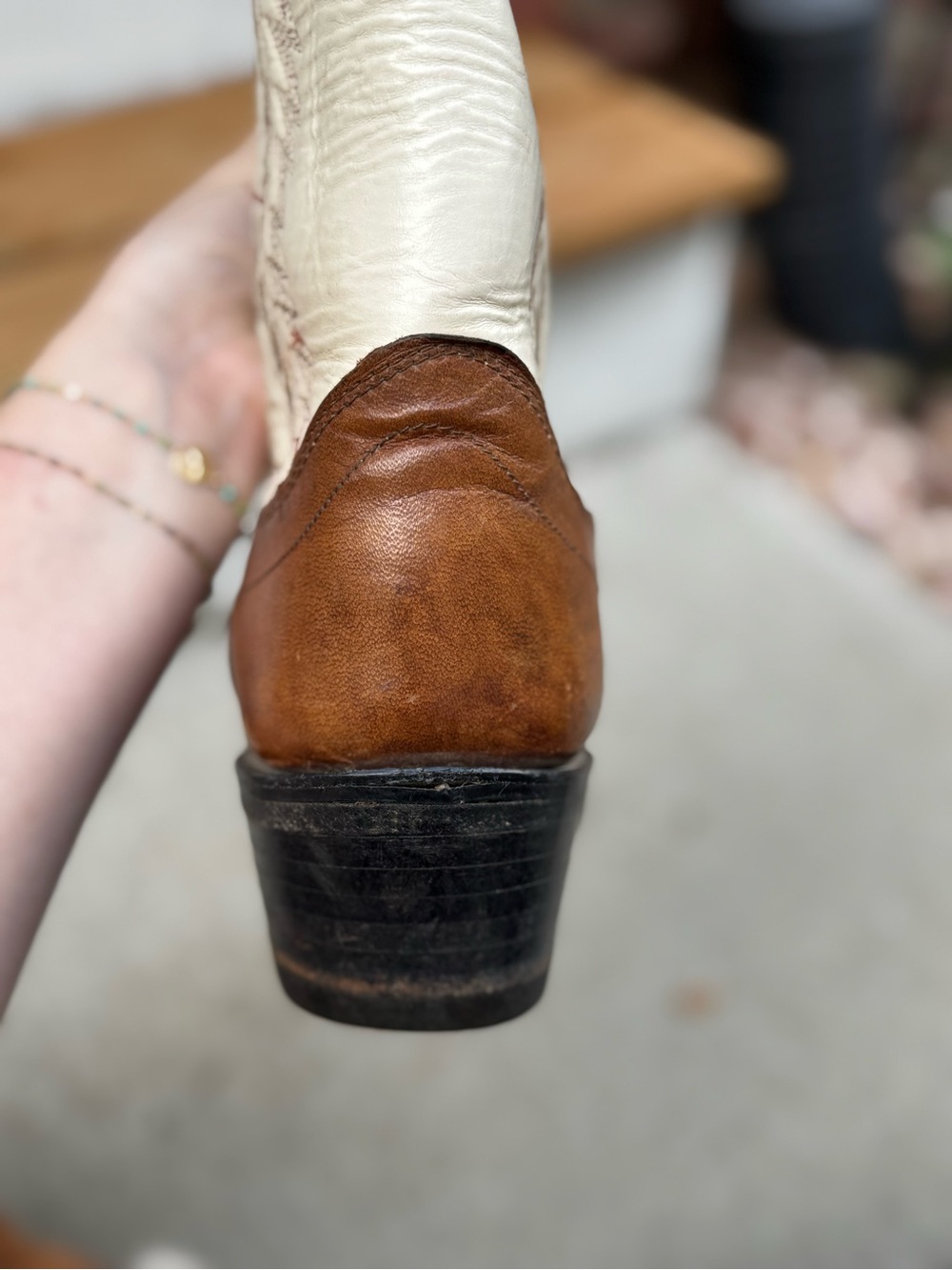 Olathe Boot Co. Two-Tone Cowboy Boots | Brown & Cream | Made in USA | Sz 9 - Picture 11 of 13